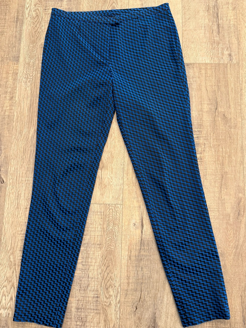 Blue and Black Zigzag Straight Leg Pants
